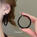 Flocked Oval Hoop Earrings In Brown And Red With Slim Profile view 4