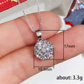 Silver-Tone Round Cubic Zirconia Cluster Pendant on a Box Chain view 5