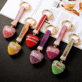 Geometric Band Crystal Heart Keychains with Straps and Plain Options view 2