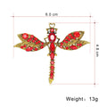 Green Gold Tone Dragonfly Crystal Two Designs Metal Brooch Pin view 2