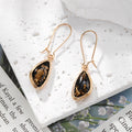 Iridescent Cabochon Drop Earrings Gold Bezels 8 Shape Styles view 3