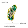 Enamel Peacock Feather Brooch Rhinestone Teardrop Four Colors view 8