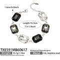 Emerald-Cut Glass Stone Necklace Bracelet Gold Steel Colors view 12