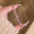 Rose Gold Flower Pearl Clasp Bracelet Purple Crystal Accents view 3