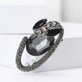 Green and Black Oval Crystal Brooch Curved Rhinestone view 3