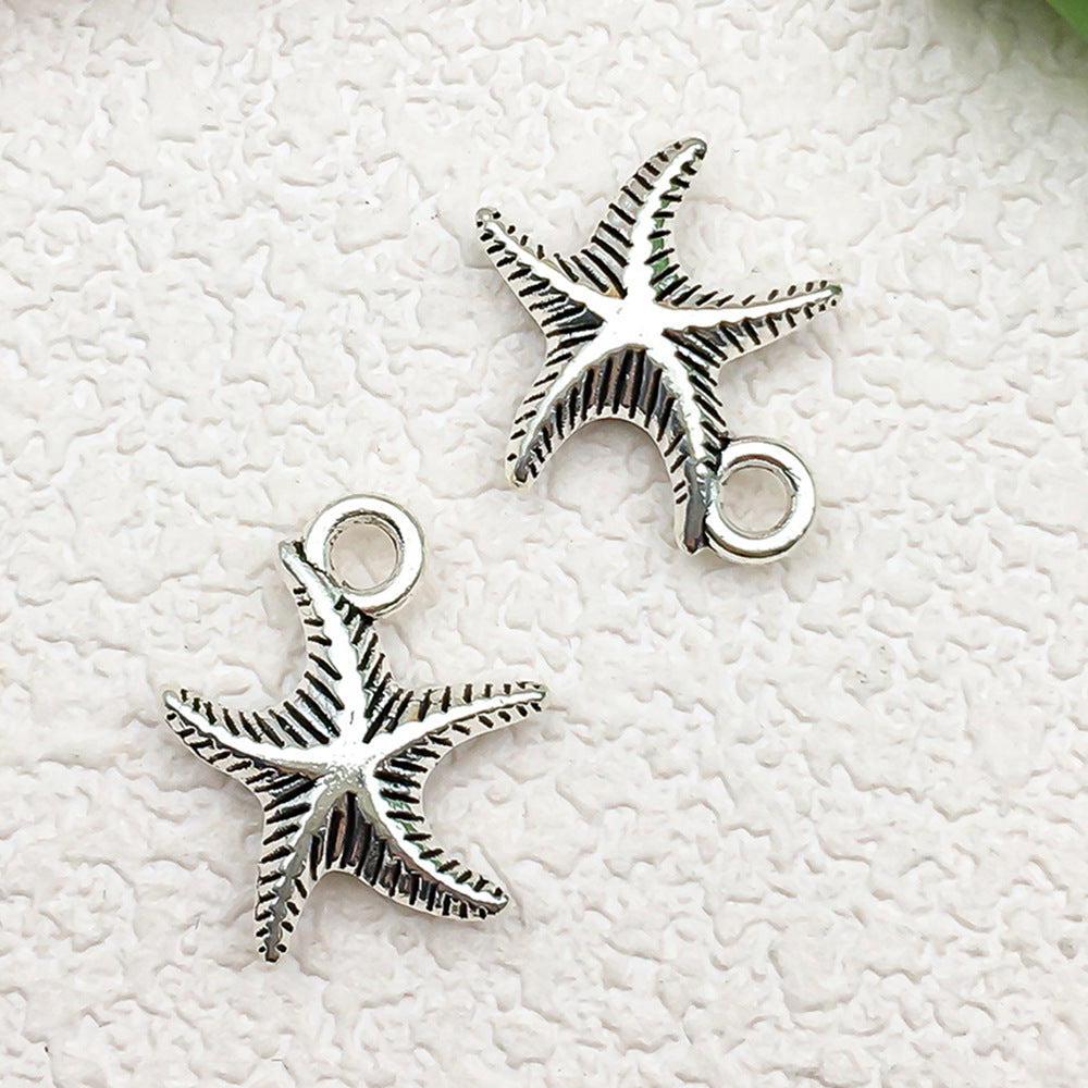 Antique Silver Zinc Alloy Seahorse Turtle Starfish Charm Pendant for DIY Ocean Jewelry