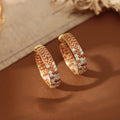 Orange Crystal Wide Hoop Earrings With Gold Tone Edges view 2