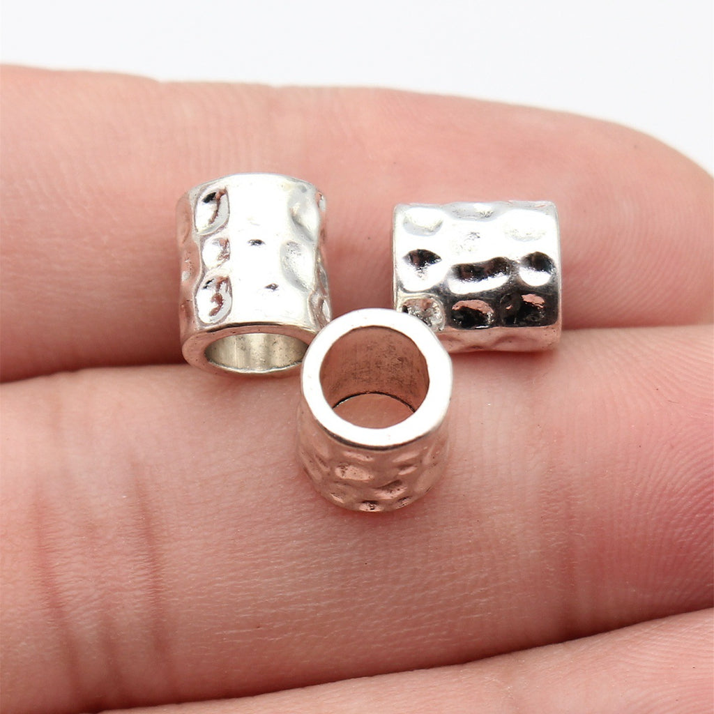 9.9x8.8x8.7mm 1.7g Multicolor Zinc Alloy Hammered Tube Large Hole Spacer Beads for Dreadlock Hair Jewelry
