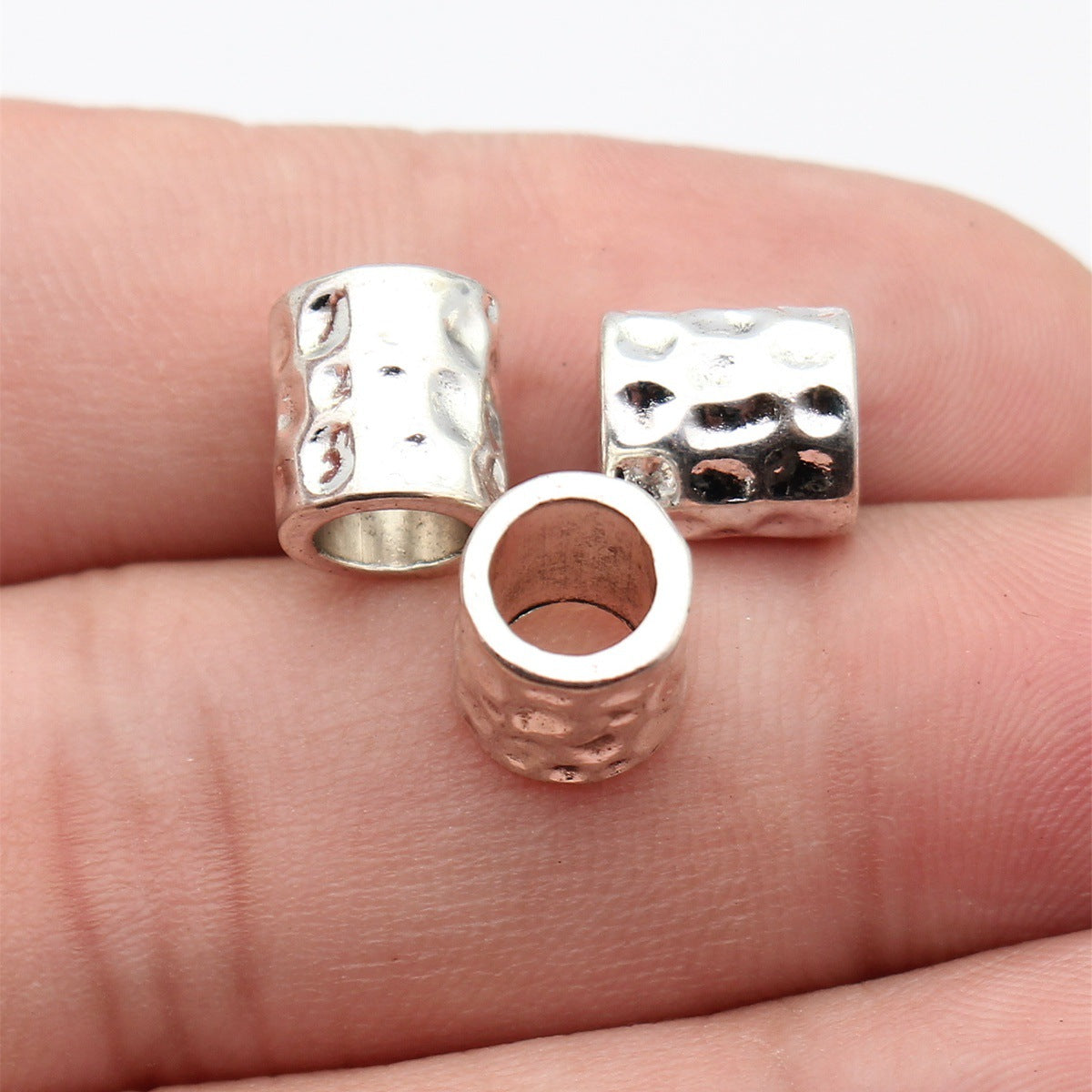 9.9x8.8x8.7mm 1.7g Multicolor Zinc Alloy Hammered Tube Large Hole Spacer Beads for Dreadlock Hair Jewelry