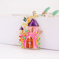 Colorful Fairy Castle Rhinestone Keychain With Lobster Clasp view 6