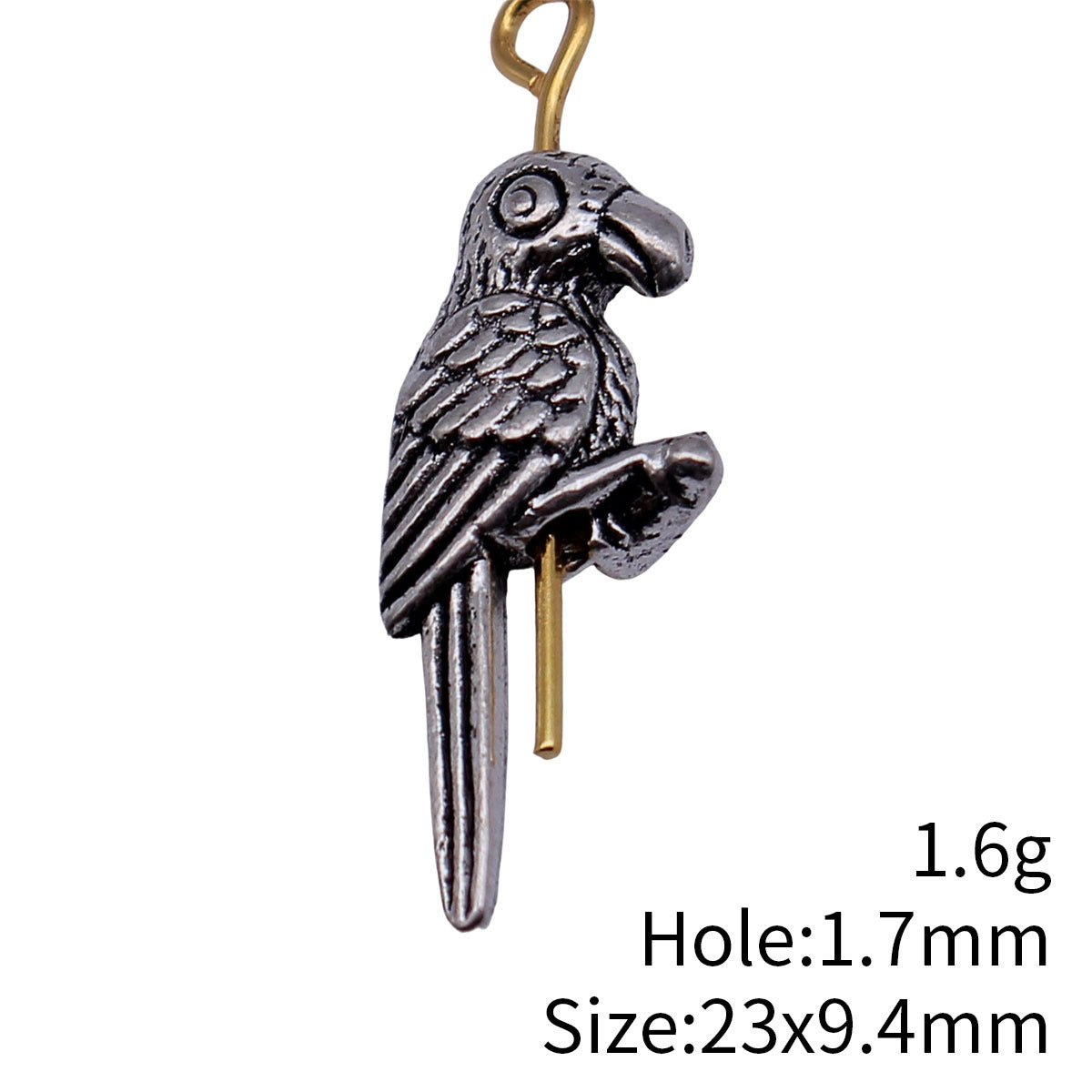 23x9.4mm 1.6g Antique Silver Zinc Alloy Parrot Shape Loose Metal Beads for Bracelet Jewelry Making