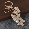 Rhinestone Pearl Butterfly Metal Keychain Bag Charm for Car Keys