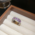 Open Coin Motif Crystal Rings Silver Gold Red Enamel view 6