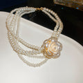 Multi Strand Pearl Rose Necklace Drop Earrings Two Styles view 6