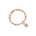 Round And Heart Glass Locket Chain Bracelets In Gold Tone Metal view 4