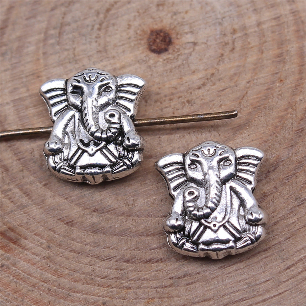 10x11mm 1.3g Antique Silver Zinc Alloy Ganesha Elephant Loose Metal Beads for DIY Jewelry Making