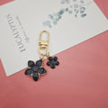 Gold Tone Enamel Flower Duo Charm Keychain with Lobster Clasp view 6