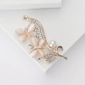 Pearl Floral Spray Brooch With Faceted Crystals And Polished Metal Details view 2