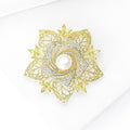 Gold Tone Filigree Flower Brooch with White Pearl Center view 3