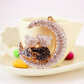 Rhinestone Couple Bears Crescent Moon Keychain Two Colors view 3