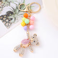 Rhinestone Balloon Bear Keychain Gold Clasp Four Belly Colors view 1