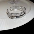 Gold Silver Mesh Scale Open Cuff Bracelets Crystal Edges view 6