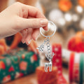 Silver Reindeer Christmas Tree Keychain Dual Charm Ring view 4