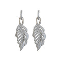 Crystal Leaf Drop Earrings with Silver Tone Openwork view 5