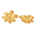 Asymmetric Ribbed Flower Stud Earrings Gold And Steel view 5