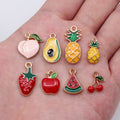Gold Tone Enamel Fruit Charms in Eight Colorful Designs view 1