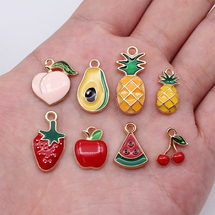 Gold Tone Enamel Fruit Charms in Eight Colorful Designs