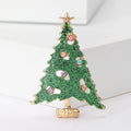 Green Glitter Christmas Tree Brooch With Colorful Decorations view 6