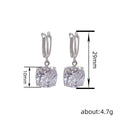 White Metal Cushion Clear Stone Leverback Drop Earrings view 4
