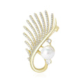 Crystal Leaf and Pearl Brooch with Polished Metal and Decorative Accents view 1