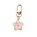 Gold Enamel Cherry Blossom Keychain Pink White Black view 8