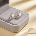 Silver Ribbon Wire Flower Pearl Look Stud Earrings view 4