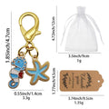 Blue Seahorse Starfish Enamel Dual Charm Keychain Metal Charm view 2
