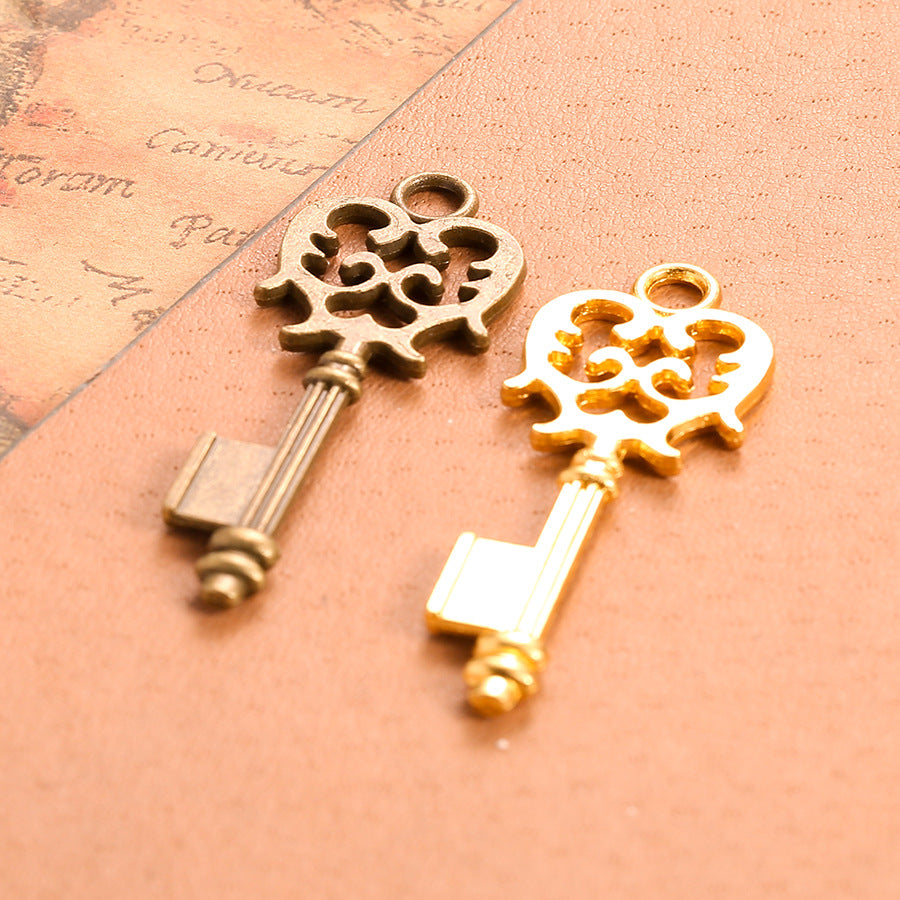 48x17mm Vintage Double-Sided Key Alloy Charm Pendant
