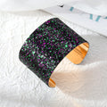 Gold Tone Wide Glitter Adjustable Cuff Bracelets in Four Colors view 6