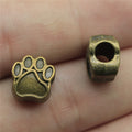 11x11x7mm 2.9g Zinc Alloy Dog Paw Large Hole Spacer Beads for DIY Bracelet Necklace Making