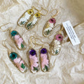 Pressed Flower Clear Resin Drop Earrings in Four Botanical Colors view 3