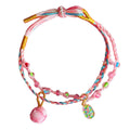 Pink Blue Multicolor Braided Cord Bracelet with Charms view 5