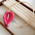 Pink Calla Lily Collar Necklace And Gold White Cuff view 7