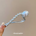 Silver Pearl Geometric Twist Hair Clip Large Pearl view 2