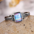 Silver Square Opal Stone Band Ring Multicolor Or Blue view 3