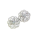 Silver Openwork Camellia Flower Pavé CZ Stud Earrings view 5
