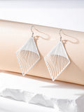 Silver Tone Diamond Radiating Openwork Hook Earrings in Seven Colors view 2