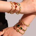 Gold Czech Glass Oval Bezel Link Bracelets Multi Color view 3