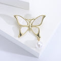 Butterfly Brooch With Pearl Dangle In Pink And White view 7