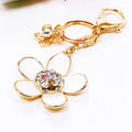 Large Jeweled Daisy Keychain with Layered Petals and Gold Tone Hardware view 3